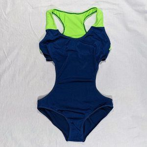 3 for $20 Shelly Ediger Neon/Blue One Piece Cutout Swimsuit Sz S/M